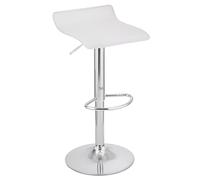 Baroni Home Sgabello Bar Girevole con Altezza Regolabile, Base Cromata con Poggiapiedi e Fondo Antigraffio, Sgabello Cucina, Ristorante, Penisola, Facile da Montare, 38x45x59-79 cm, Bianco, 1 Pezzo