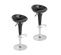 Baroni Home 2 Sgabelli Bar Girevole con Altezza Regolabile, Seduta in Plastica Base Cromata con Poggiapiedi e Fondo Antigraffio, Sgabello Cucina, Ristorante, Penisola, 40x45x59-79 cm, Nero, 2 Pezzi
