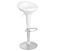 Baroni Home Sgabello Bar Girevole con Altezza Regolabile, Seduta in Plastica Base Cromata con Poggiapiedi e Fondo Antigraffio, Sgabello Cucina, Ristorante, Penisola, 40x45x59-79 cm, Bianco, 1 Pezzo