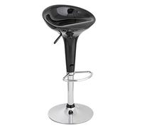 Baroni Home Sgabello Bar Girevole con Altezza Regolabile, Seduta in Plastica Base Cromata con Poggiapiedi e Fondo Antigraffio, Sgabello Cucina, Ristorante, Penisola, 40x45x59-79 cm, Nero, 1 Pezzo