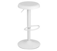 Baroni Home Sgabello Girevole Senza Schienale, Altezza Regolabile, in PP Seat e in Acciaio, Per Sala da Pranzo, Cucina, Bar, Leggero e Motaggio Facile, 39x36x55-76 cm, Bianco,1 Pezzo