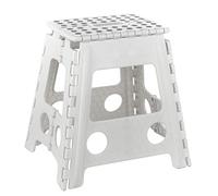 Baroni Home Sgabello pieghevole, portata 130 kg, Panchetto per cucina ultra-resistente, Sgabello Salvaspazio per bagno, giardino, bambini e adulti, 29x22x39 cm, L Bianco