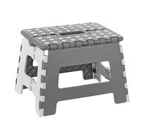 Baroni Home Sgabello Pieghevole Ultra-Resistente, Portata 130 kg, Salvaspazio per Cucina, Bagno, Giardino, Bambini e Adulti, 29x22x22 cm, M Grigio Chiaro