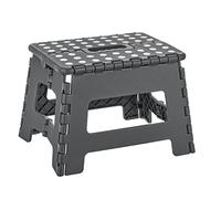 Baroni Home Sgabello Pieghevole Ultra-Resistente - Portata 130 Kg, Salvaspazio per Cucina, Bagno, Giardino - Per Bambini e Adulti - 29x22x22 Cm, M Grigio Scuro