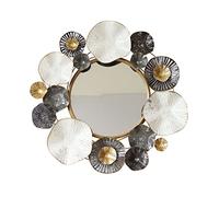 Baroni Home Specchio da Parete Decorativo con Cornice in Ferro, Specchio da Salotto o Camera da Letto, Cerchi Bianchi e Oro, 84x5x82 cm