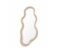 Baroni Home Specchio da Parete Design con Cornice Ondulata in Plastica color Sabbia, Specchio Decorativo Moderno per Soggiorno, Bagno, Camera e Ingresso, 35x76 cm