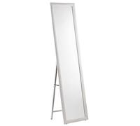 Baroni Home Specchio da Terra con Struttura in Acciaio, Specchio a Figura Intera con Supporto Pieghevole con Cornice Decorata in Legno, Geometrico Bianco, 40x150 cm