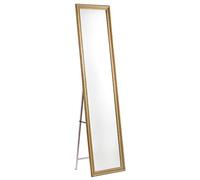 Baroni Home Specchio da Terra con Struttura in Acciaio, Specchio a Figura Intera con Supporto Pieghevole con Cornice Decorata in Legno, Riccioli Oro, 40x150 cm