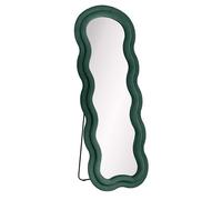 Baroni Home Specchio da Terra, Specchio con Cornice Ondulata Imbottita e Rivestimento in Velluto, Soggiorno, Camera da Letto, Corridoio, 160 x 60 Verde Scuro