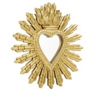 Baroni Home Specchio Ex Voto Cuore Sacro con Raggi in Resina Dorata, Cuore Decorativo, Decorazione da Parete con Gancio, Specchio da Parete, Ingresso, Soggiorno, Camera da Letto 27x2x28 cm (Oro)