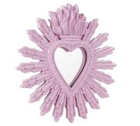 Baroni Home Specchio Ex Voto Cuore Sacro con Raggi in Resina Dorata, Cuore Decorativo Rosa, Decorazione da Parete con Gancio, Specchio Rosa da Parete, Ingresso, Soggiorno, Camera da Letto 27x2x28 cm