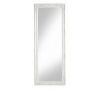 Baroni Home Specchio in Legno Bianco con Cornice Shabby, Specchiera da Parete Rettangolare per camera da letto, bagno o soggiorno, Specchio Shabby Bianco Anticato, 55x142 cm