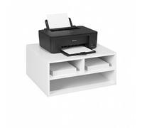 Baroni Home Supporto per Stampante con 3 Scomparti, Organizer per Carta A4 e A3 per Scrivania e Ufficio, Struttura in MDF Resistente, Facile da Montare, 37x47x21 cm, Bianco