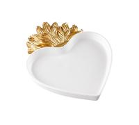 Baroni Home Svuotatasche Sacro Cuore con Fiamma, Vassoio per gioielli in Resina Bianco con Fiamma Oro, Vassoio Decorativo Ex Voto, Idea Regalo, 17x22x2 cm
