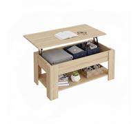 Baroni Home Tavolino da Caffè con Piano Sollevabile, Contenitore Interno, Tavolino Color Legno da Salotto con Ripiano, Tavolo Moderno Salvaspazio per Soggiorno, 100x40x41,5 cm