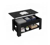Baroni Home Tavolino da Caffè con Piano Sollevabile, Contenitore Interno, Tavolino Nero da Salotto Moderno con Ripiano, Tavolo Salvaspazio per Soggiorno, 100x40x41,5 cm