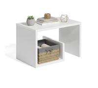 Baroni Home Tavolino da Caffè Moderno da Salotto, Tavolino Laterale per Divano, Design Minimal per Soggiorno e Camera, 36x38x59 cm (Bianco)