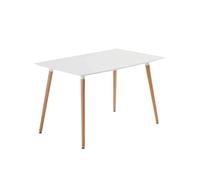 Baroni Home Tavolo Bianco da Pranzo in legno. Scrivania da Ufficio con Gambe in Legno 120X70X72cm