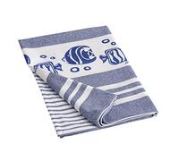 Baroni Home Telo Mare con nappe colorate, Pareo, Telo da Yoga, Asciugamano da Spiaggia Hammam, Super Assorbente e Asciugatura Rapida, Ecologico, 90x170 cm (Pesci Blu)