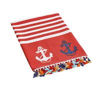 Baroni Home Telo Mare con nappe colorate, Pareo, Telo da Yoga, Asciugamano da Spiaggia Hammam, Super Assorbente e Asciugatura Rapida, Ecologico, 90x170 cm (Ancore Rosse)