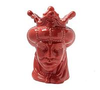 Baroni Home Testa di Moro in Ceramica in Stile Siciliano Dipinto a Mano, Vaso Monocromatico per Piante da Interno, Soprammobile di Design, Stile Italiano, Re Rosso, 15x15x24 cm
