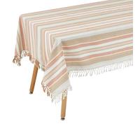 Baroni Home Tovaglia rettangolare in cotone, per 8 persone, Tavoli Cucina e da Giardino, per tutte le occasioni, Lavabile in Lavatrice, Resistente ed Elegante (Strisce, 140x240 cm)