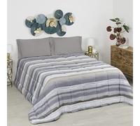 Baroni Home Trapunta Invernale in Ecopiuma, Piumone 350 gr/mq caldo e morbido, Anallergica, Antiacaro e Traspirante, Righe Tortora, Matrimoniale 260x260 cm