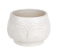 Baroni Home Vaso in Ceramica di Design con Volto, Soprammobile Moderno Dipinto a Mano, Vaso per piante da Interno o Esterno, Volto Bianco Lady Svasato, 16X15X11 cm