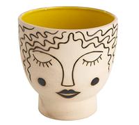 Baroni Home Vaso in Ceramica di Design con Volto, Soprammobile Moderno Dipinto a Mano, Vaso per piante da Interno o Esterno, Vaso Largo, 20X19X19 cm