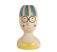 Baroni Home Vaso in Ceramica, Soprammobile Decorativo, Statuetta da Interno o Esterno a forma di Nuotatrice Costume Giallo, 12X10X22 cm