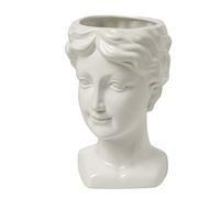 Baroni Home Vaso in Ceramica Testa di Ragazza, Statua Mezzo Busto in Stile Classico, Portapenne, Soprammobile 16X15X23 cm