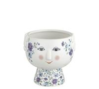 Baroni Home Vaso Pop, Soprammobile Moderno Dipinto a Mano, Statuetta da Interno o Esterno 13x13x13 cm (Vestito Fiori Lilla)