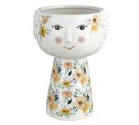 Baroni Home Vaso Pop, Soprammobile Moderno Dipinto a Mano, Statuetta da Interno o Esterno, 15x14x21 cm (Vestito Fiori Giallo)