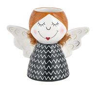 Baroni Home Vaso Testa in Ceramica a forma di Angelo, Decorazione Natalizia, Soprammobile Moderno, Statuetta da Interno o Esterno 21x11x17 - Vestito Nero