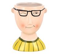 Baroni Home Vaso Testa in Ceramica con Volto, Soprammobile Moderno, Statuetta da Interno o Esterno 11x13x12 cm - Boy