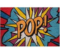 Baroni Home Zerbino da Esterno in Cocco Dipinto a mano con Base in PVC, Tappeto da Esterno Ultraresistente e Facile da Pulire, Pop Art Smash, 60x40 cm