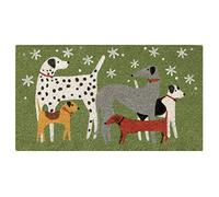 Baroni Home Zerbino Ingresso Casa in Cocco Dipinto a Mano 70x40 cm Facile da Pulire e Super Resistente, Cani Sfondo Verde