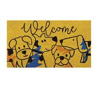 Baroni Home Zerbino Ingresso Casa in Cocco Dipinto a Mano 70x40 cm Facile da Pulire e Super Resistente, Cani Stilizzati