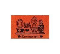 Baroni Home Zerbino Ingresso Casa in Fibra di Cocco Dipinto a Mano, Tappeto da Esterno con Fondo Antiscivolo, Zerbino con Cactus Resistente e Facile da Pulire, 60x38 cm, Arancione