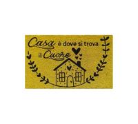Baroni Home Zerbino Ingresso Casa in Fibra di Cocco Dipinto a Mano, Tappeto da Esterno con Fondo Antiscivolo, Zerbino Resistente e Facile da Pulire, 60x38 cm, Casa (Giallo)