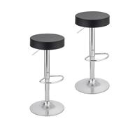 Baroni Home2 Sgabelli Bar Girevole con Altezza Regolabile, Base Cromata con Poggiapiedi e Fondo Antigraffio, Sgabello Cucina, Ristorante, Penisola, Facile da Montare, 35x45x59-79 cm Nero, 2 Pezzi
