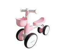 Baroni Toys Bici Senza Pedali a 4 Ruote per Bambini dai 3 Anni, Primi Passi con Luci e Suoni, Cestino Portaoggetti, Balanced Bike, Ideale per Sviluppo Motorio e Coordinazione, 55x22x42cm (Rosa)