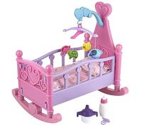 Baroni Toys Culla a Dondolo per Bambole Gioco Bambine, Gioco per Bambine Set Nanna per Bambole, Gioco di Ruolo Bambina con Lettino Basculante Biberon e Ciuccio, Gioco per Bambini 3 4 5 6 7 Anni