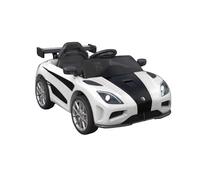 Baroni Toys Macchina Elettrica per Bambini 6V con Telecomando, Musica, Luci LED e Sedile in Ecopelle - Auto Elettrica 3-5 km/h per Bambini da 1 a 4 Anni, Stile Sportivo Bianca