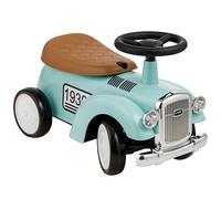 Baroni Toys Macchina Ride-On Vintage per Bambini dai 12 ai 36 Mesi, Baby Car con Clacson ad Aria, Vano Portaoggetti, Manubrio Sterzante e Ruote Stabili per Imparare a Camminare, 25x59x35 cm, Celeste
