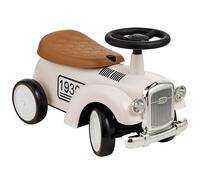 Baroni Toys Macchina Ride-On Vintage per Bambini dai 12 ai 36 Mesi, Baby Car con Clacson ad Aria, Vano Portaoggetti, Manubrio Sterzante e Ruote Stabili per Imparare a Camminare, 25x59x35 cm, Bianco