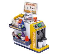 Baroni Toys Supermercato Self Checkout Interattivo con Scanner Elettronico e Cassa, Registratore di Cassa del Supermercato Giocattolo Educativo con Funzioni Realistiche, 46 Pezzi Inclusi