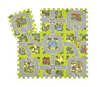 Baroni Toys Tappeto 9 Pezzi Puzzle da Bambini in EVA Grafica Strade di Città, Tappeto Giocattolo Componibile da Bambino in Schiuma ad Incastro, Tappeto per Bambini in Materiale Atossico, 32x32 cm