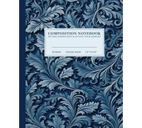 Baroque Acanthus Leaf Composition Notebook | Luxurious College-Ruled Notebook: Ornate Blue & Silvery-Blue Leaf Design on Deep Navy Background | 110 ... | Perfect for School, Work, or Personal Use