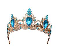 Baroque Retro Crown - Elegant Hair Accessory For Bridal & Vintage Wedding Styling(Lake Blue)
